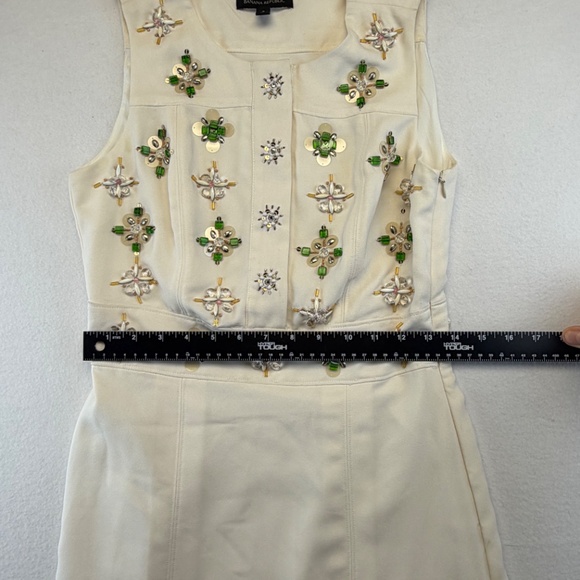 Banana Republic Womens White Beaded Embellished Jeweled Fit Flare Dress 2 - Picture 8 of 12